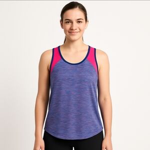 Tangerine Purple Pink Yoga Workout Sporty Stretchy Running Ruched Tank Sz Med